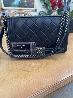 Chanel black medium boy bag